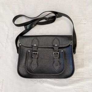 The Cambridge Satchel Company Graphite Black Metallic Glitter Messenger Bag